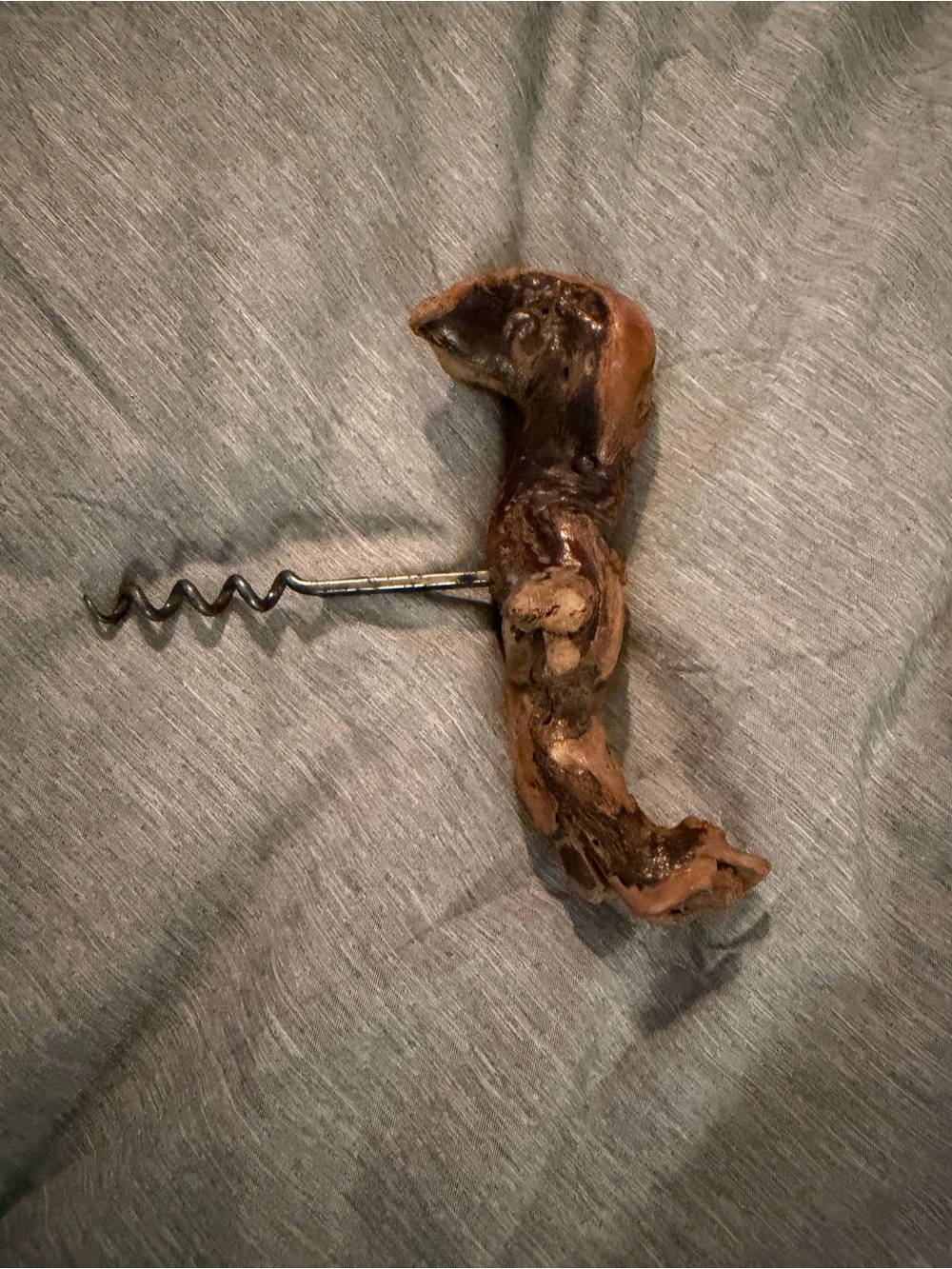 BIRD SHAPED Vintage Old Vine Grapevine Burl Wood Wine Bottle Opener Cork Screw